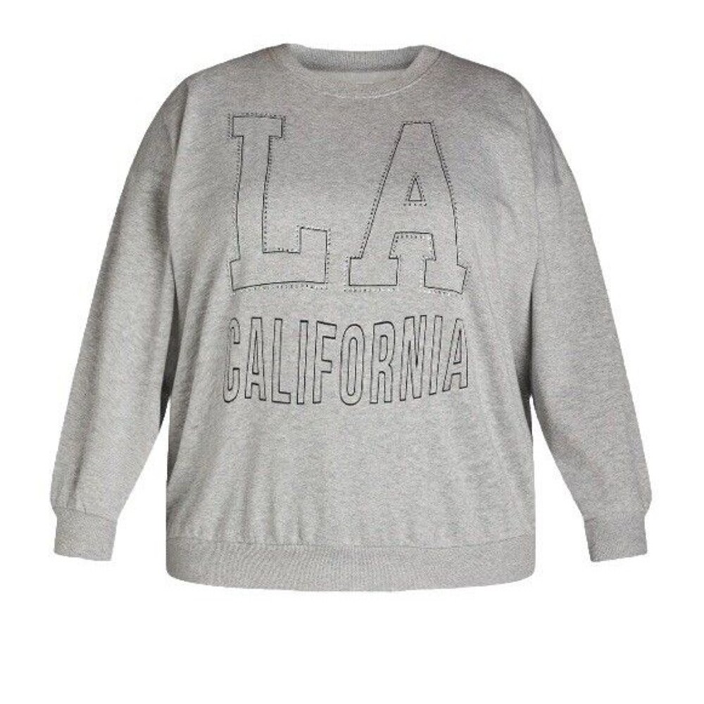 No Boundaries Women's Graphic Crewneck Pullover Sweatshirt Gray Size Large NWT